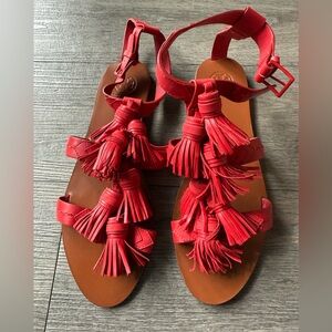 Tory Burch Red and Brown Bohemian Sandals ⭐️NEW⭐️